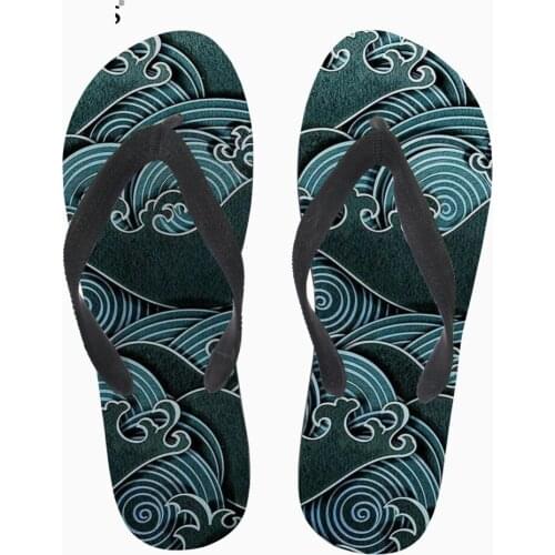 Customized Slippers for Men Casual Slip-on Flats Shoes Painting Art 3D Wave Pattern Male Flats Flipflops Man Rubber Sandals Boy