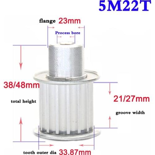 1PCS 5M 22 Teeth To 26 Teeth Synchronous Wheel Timing Belt Wheel Process Bore Width 21mm 27mm