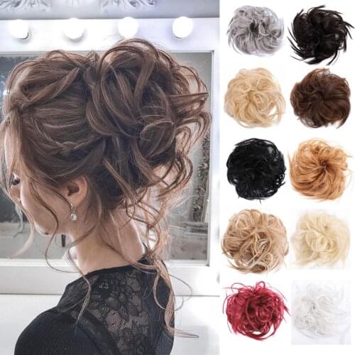 DIANQI Synthetic Fluffy Chignon With Elastic Band Tousled Messy Bun Hair Updo Chignon Hair Ponytail Hairpiece For Women hair