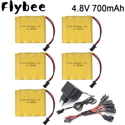 SM Plug ) 4.8V 700mAh Ni-cd Battery and Charger For Rc toys Cars Tanks Robots Boats Guns 700mah 4.8v Rechargeable Battery Pack