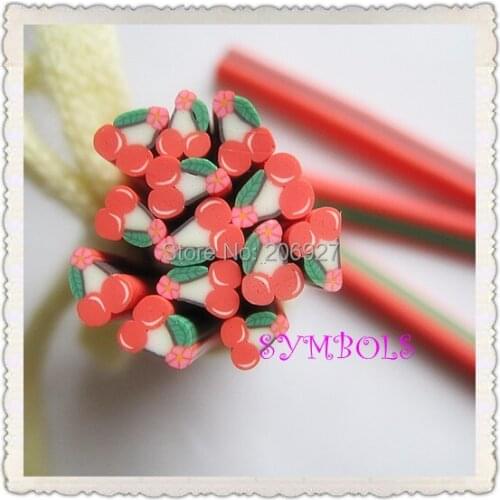 5pcs A-27 5mm Cute Cherry Fruit Cane Fancy Nail Art Polymer Clay Cane Nail Art Decoration