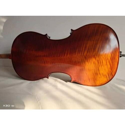 Hand made cello 4/4, ,solid wood flame maple back, ribs and neck, spruce top, SONG Brand 4/4 cello with bag,bow and rosin