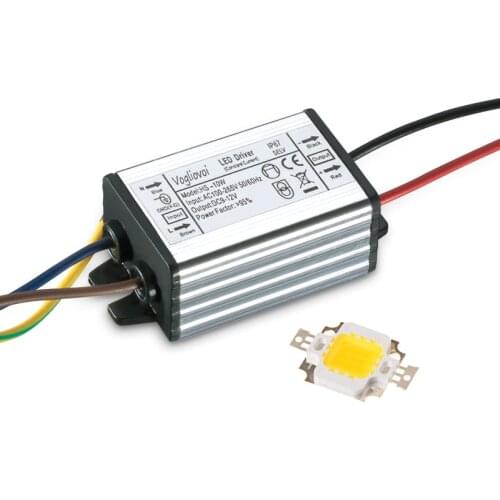 Vogliovoi 10W LED Transformer +Chip Low Current 85~265V Waterproof Aluminum 6500K/3000K For Floodlights Highbay DIY
