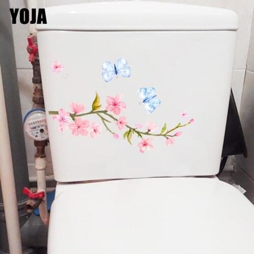 YOJA 22.5*16.1CM Hand Painted Pansy Classical Toilet Seat Stickers Home Bedroom Wall Decor T1-0569