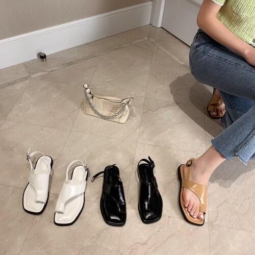 Bailamos Women Sandal Clip Toe Women Slippers Flats Heeled Solid Color Hollow Sandals Slides Beach Shoes Woman Fashion Slides