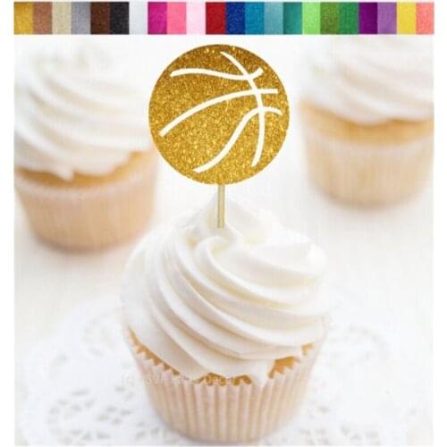 Custom Basketball gold Cupcake Toppers, Personalize Basketball Food Picks, Basketball Party Decorations,Sports Party Decorations