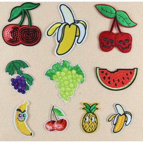 1Pcs Fruits Embroidery Applique Watermelon Grape Banana Iron On Patches For Clothing DIY Apparel Sewing Decoration Woman Clothes