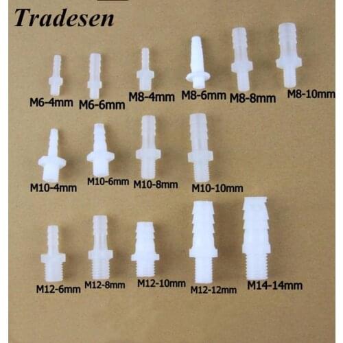 1pcs Plastic Pagoda Fittings 4mm 6mm 8mm 10mm 12mm 14mm Hose Barbed Tail M4-14 BSP Male Hose Connector for Garden Aquariu
