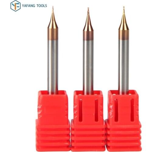 2 Flute Micro Ball Nose End Mill R0.1-0.45mm Milling Cutter HRC55 Tungsten Solid Carbide CNC Machine Router Bit Power Tools