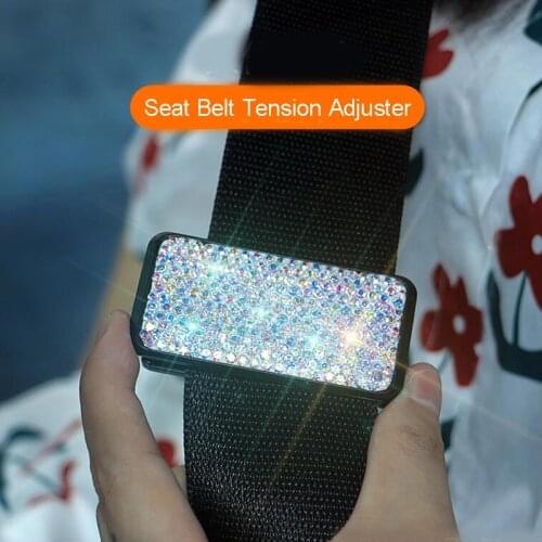 2PCS Car Seat Belt Tension Adjuster Auto Seat Belts Stopper Clips Buckle Clip Crystal Seatbelt Clips Auto Shoulder Neck Strap