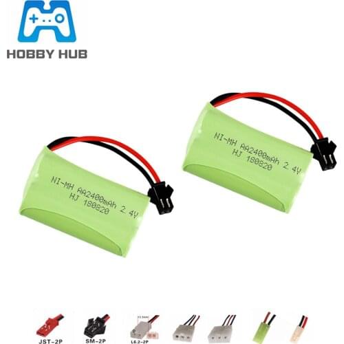 2400mah 2.4v Rechargeable Battery For Rc toy Car Trains Robot Gun NiMH Battery AA 2.4v 700mah Battery Pack 2pcs For RC Boat