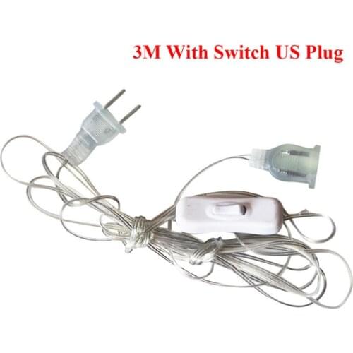 3m Plug Extender Wire Extension Cable EU/US/USB Plug for LED String Light Garland Wedding Navidad Decor Christmas Lights Outdoor