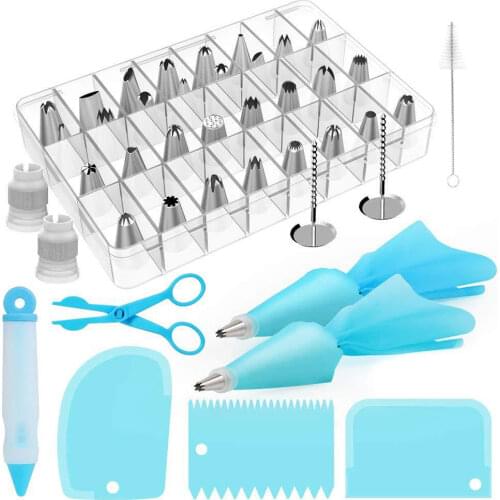 42-Piece Cake Decorating Supplies Tips Kits Baking cupcake Icing Tips Pastry Bags Smoothers Flower Nails Coupler
