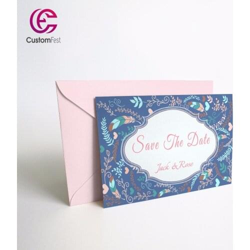 50pcs/lot Personalized Thank you card or save the date card with free envelop Spring Green whole set available GXK008