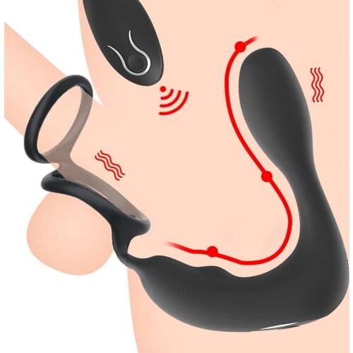 Prostate Massager Anal Vibrator Double Ring Butt Plug Wireless Remote Adult Products Delay Ejaculation Ring Sex Toys for Men