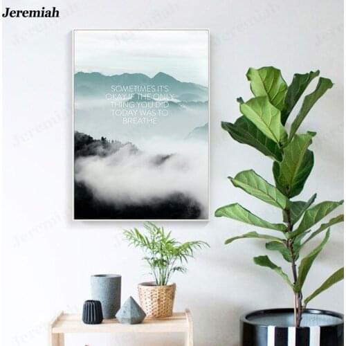 Home Living Room Decoration Painting Landscape Architecture Fog Mountain Ins Poster Nordic Art HD Color Print Canvas Painting
