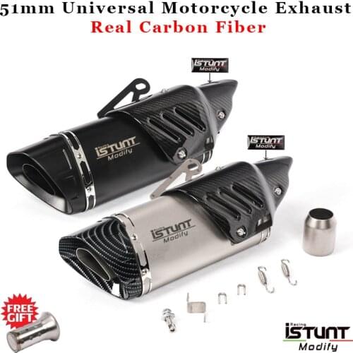 51mm Universal motorcycle exhaust carbon fiber muffler DB killer escape moto For RSV4 R1 MT10 MT09 r3 r6 ninja400 z250 Tmax 530