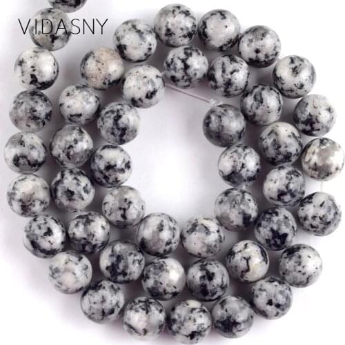 Natural Minerals Gem Black White Spot Stone Beads For Jewelry Making 6 8 10mm Round Beads Diy Bracelets Necklaces Accessory 15