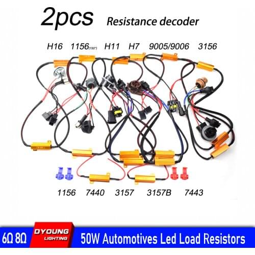 Led Load Resistor T20 Canbus Error 50W 6Ω 8Ω Resistance Fog-Lamp Turn-Signal Licence-Plate HID Car Light Anti Flicker 2Pcs