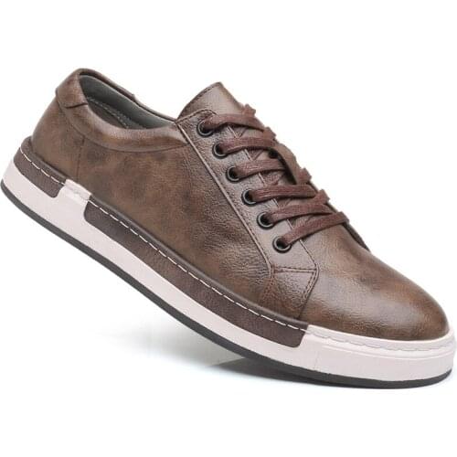 2019 Fashion New Mens Casual Shoes Handmade Vintage Men Shoes Luxury Brown Brand Male Shoes Genuine Leather Mens Leisure Shoes