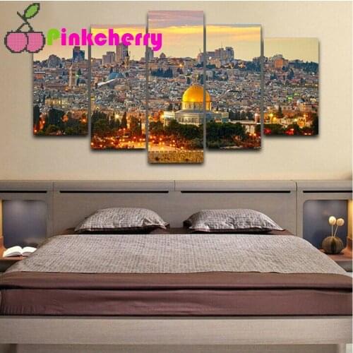 5pcs Jerusalem Sunset Landscape 5D DIY Diamond Painting Cross Stitch Full Drill Resin diamond embroidery Mosaic Home Decor k225