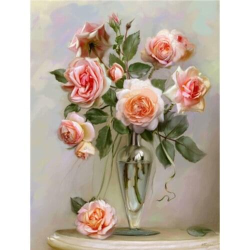 Flower Rose DIY Cross Stitch 11CT Embroidery Kits Craft Needlework Set Printed Canvas Cotton Thread Home Decoration On Sale