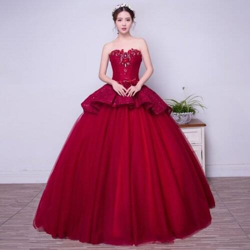 Wine red off shoulder lace beading luxury medieval dress ball gown siss princess Gown queen Cosplay Victorian Belle ball