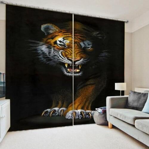 Luxury 3D Window Curtain living room Shower Hooks brown tiger Curtains blackout Tapestry Custom size 3d Decoration curtains