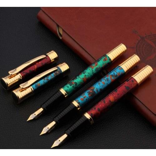 2020 luxury High quality 553 Fountain Pen METAL classic GOLD ink pens Ice flower Stationery Office school supplies