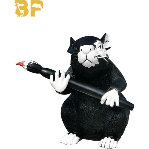 Modern Art Luxurious Banksy Love Rat Statue Black Mouse Figurine Street Art Home Decor Sculpture