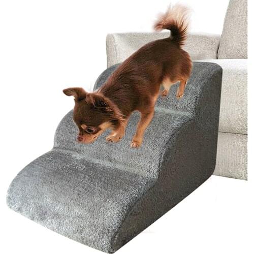 3 Steps Sponge Stairs Small Dog Cat Dog House Sofa Ramp Ladder Anti-slip Removable Dogs Bed Stairs
