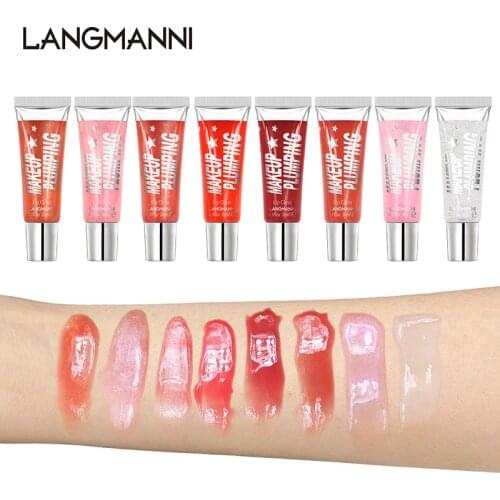Moisturizing Glitter Lip Gloss Plumping Lip Gloss Jelly Clear Lip Plumper Nutrition Volume Shiny Liquid Lipstick Makeup TSLM2