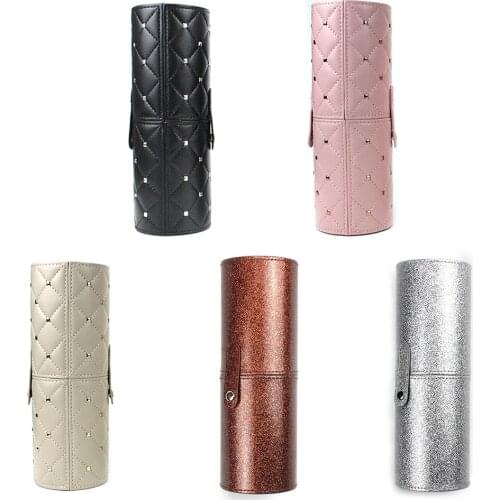 Rivet Buckle Makeup Brush Storage Bucket Beauty Tools Holder Cylinder Box Cosmetic Brush Container Makeup Tools Organizer