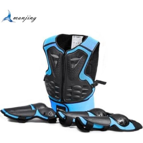 Blue For Height 0.85-1.5M Boy Girl Child Youth Full Body Protect Vest Armor Kids Motorcycle Chest Spine Knee Elbow guard