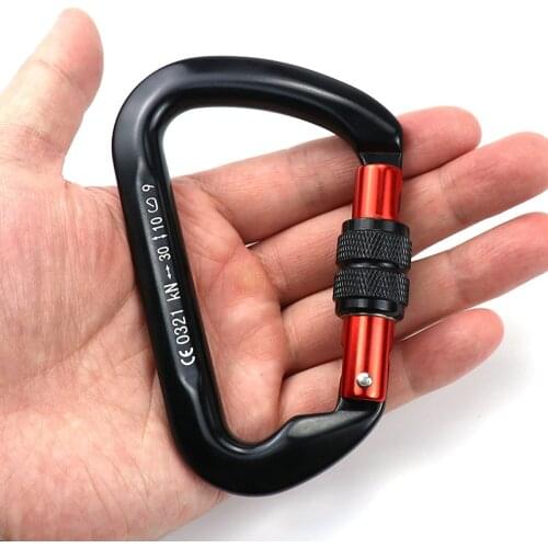 30KN D-Shaped Carabiner Lock Heavy Duty Aluminum Alloy Carabiner Clips for Hammocks Camping Hiking Climbing Equipment