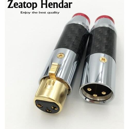 1Set High Quality Carbon Fiber 3Pin XLR Male + Female Plug Balance Audio Connector HiFi Audio 3Pin M & F