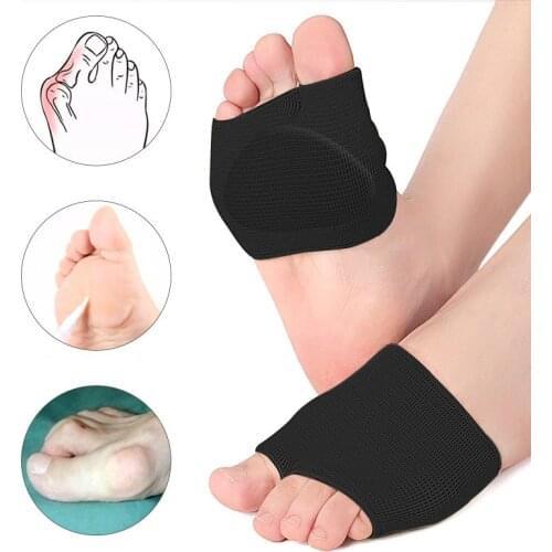 1 Pair Metatarsal Sleeve Pads Half Toe Bunion Sole Forefoot Gel Pads Cushion Half Sock Supports Prevent Calluses Blisters