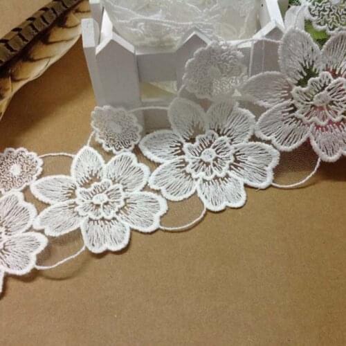 10Yards Width 8.5cm White Charming Embroidered Flower Lace Ribbon Fabric Sewing DIY Crafting Lace Trim Garment Accessory