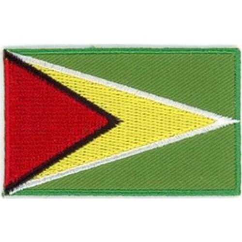2.5" Guyana Flag Embroidered Patch merrow & flat broder with iron on backing free shipping by Post