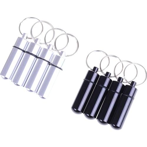 4pcs New Portable WaterProof Mini Aluminum Keychain Tablet Storage Box Bottle Case Holder High Quality