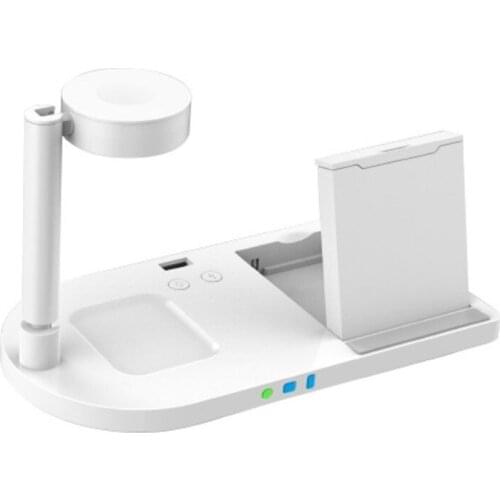 4 in 1 Wireless Charging Station & Night Light,Qi 15W Fast Charging Stand for Watch 6/5/4/3/2/1,Charger for Phone