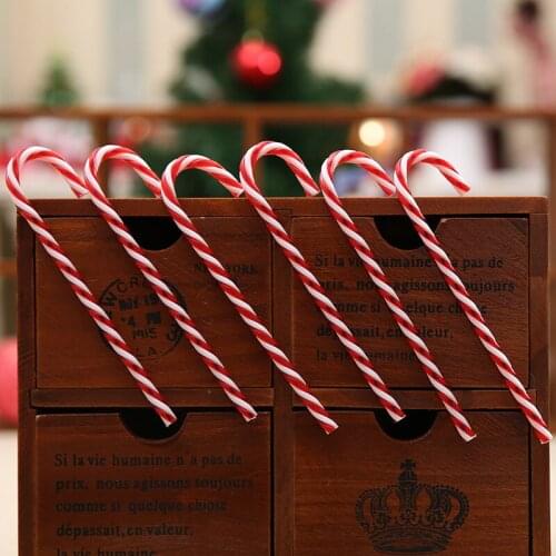 6pcs/bag Christmas Tree Decor Plastic Candy Cane Christmas Tree Ornament Striped Candy Cane Sticks Pendant Holiday Ornaments