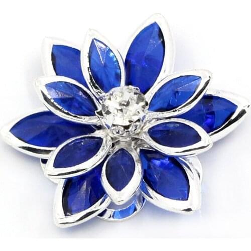 8SEASONS Rhinestone Embellishment Findings Flower silver-color White Darkblue Rhinestone 23x24mm,10PCs (B25313)