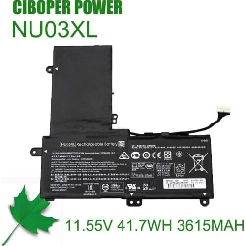 Original Quality NU03XL 11.55V 41.7WH 3615MAH Laptop battery For TPN-W117 TPN-C128 NU03XL HSTNN-UB6V 843536-541 844201-855