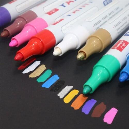 Car tire tread mark pen 12 color waterproof permanent paint marker pen CD metal graffiti pen 12 packag