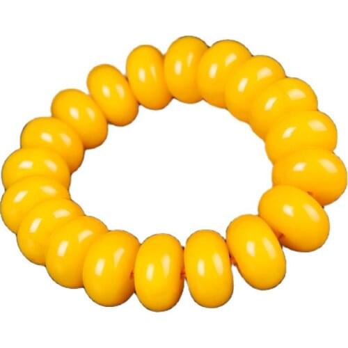 Two generation of Poland stone skin beeswax beeswax Bracelet chicken oil yellow old honey on hand prayer beads