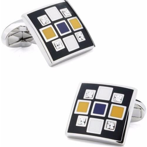 Brand Hawson Colorful Enamel Jewelry Cufflinks Crystal Luxury Mens Cufflinks Wholesale Cuff links