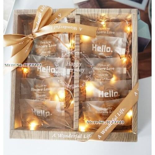 22.5x22x5cm Wooden designed box Clear PVC window Chocolate Mooncakes, doughnuts, Macaron Party Cookies Box Gift Packaging Boxes
