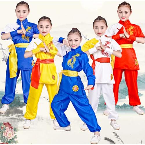 Children Chinese Traditional Wushu Costume Uniform Kung Fu Suit for Kids Boys Girls Stage Performance Clothing Set