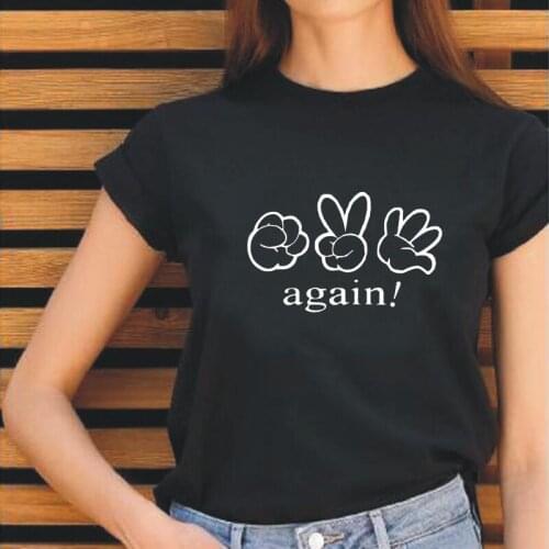 Harajuku Tee Shirt Femme Fashion Creative Finger-guessing T Shirt Women Tops Casual Summer Short Sleeve T-shirt Camiseta Mujer